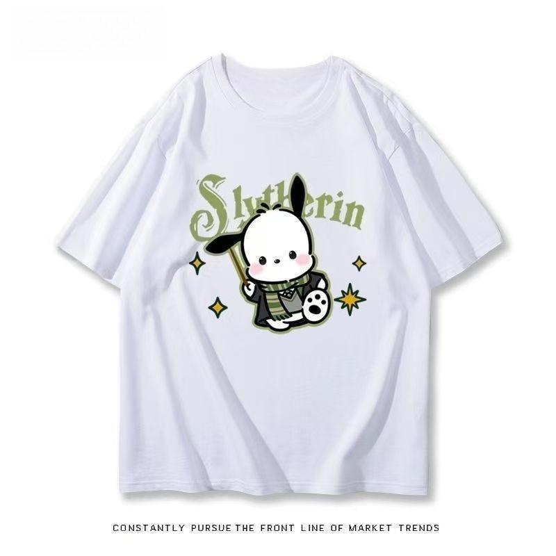 

Sanrios 2026 Summer New Collection Pochacco Cartoon Print Pure Cotton LooseFitting Breathable Womens ShortSleeved TShirt S