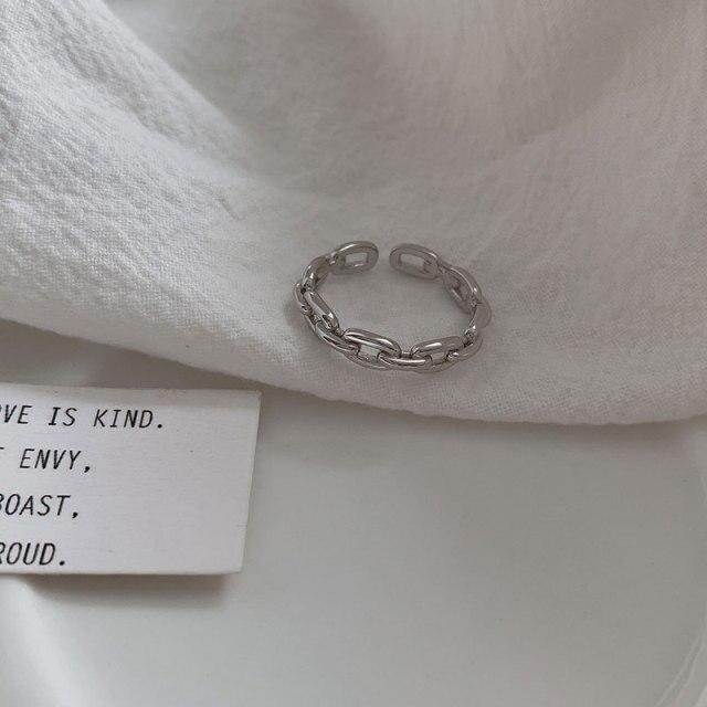 925 Sterling Silber Schlosskettenringe für Damen Herren Einfacher Verstellbarer Ring Schmuck Geschenk