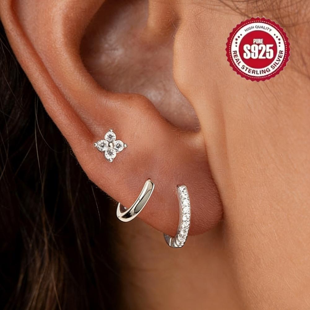 3 piece set Women's Hypoallergenic 14K Gold Plated Zircon Stud Earrings for Women Cartilage Multiple Ear Piercing Jewelry Gifts
