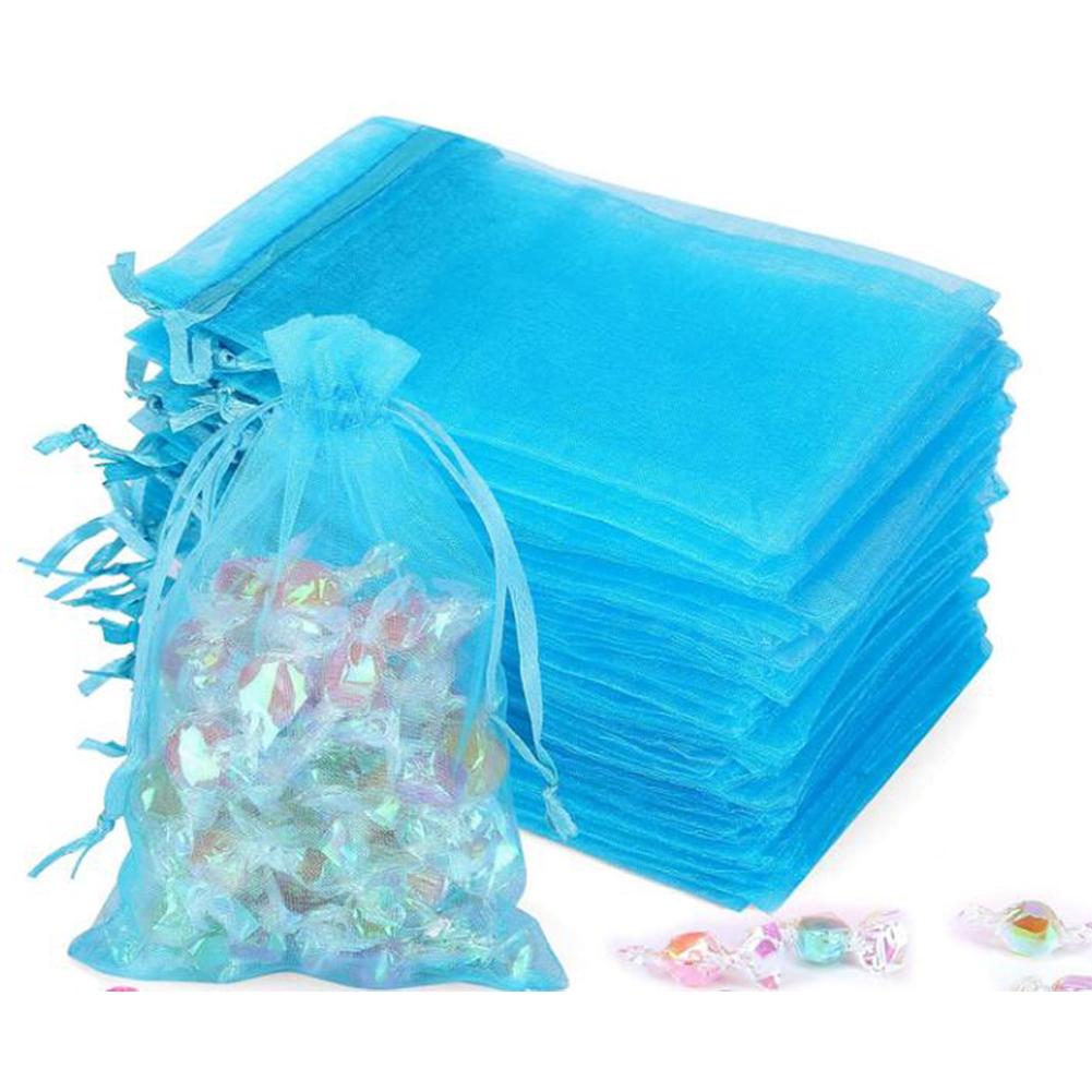 100pcs Transparent Organza Bag Colorful Gift Jewelry Bag Drawstring  Pocket (10 X 15cm)