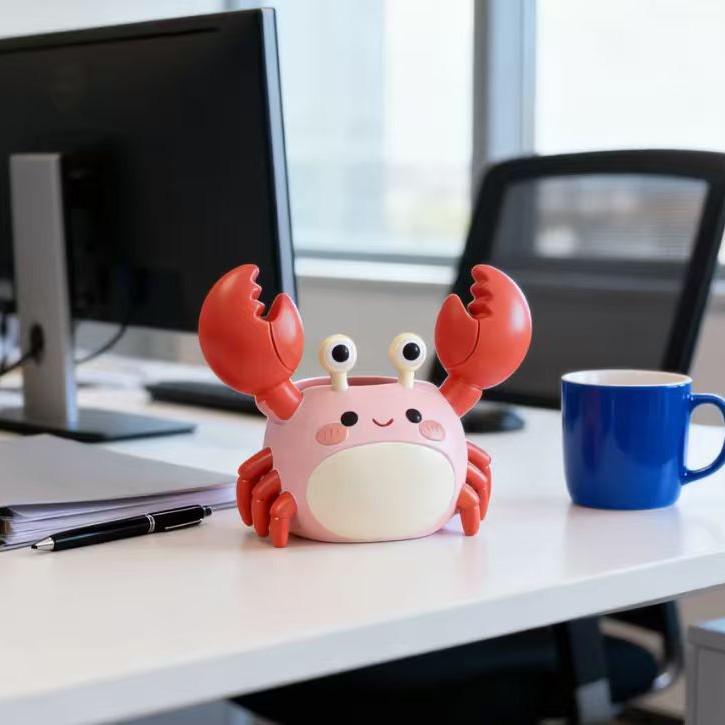 Cartoon Crab Pen Holder - Office Desktop Ornament & Souvenir Stationery Decor
