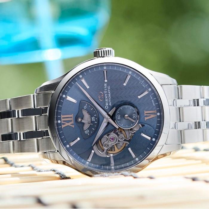 ORIENT STAR Automatic Watch Layered Skeleton Mechanical Japan Made 2-Year Warranty Open Heart RK-AV0B08L Men's Light Blue
