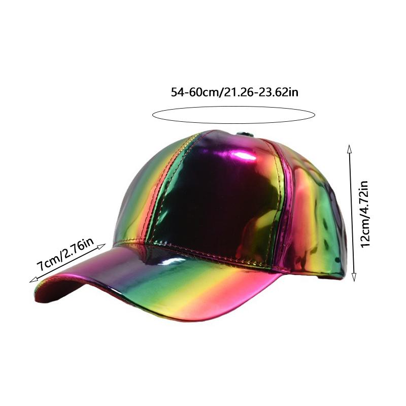 Unisex PU Rainbow Changing Baseball Hat Adult Laser Hip Hop Cap Outdoor Casual Snapback Shiny Party Dressing Hat