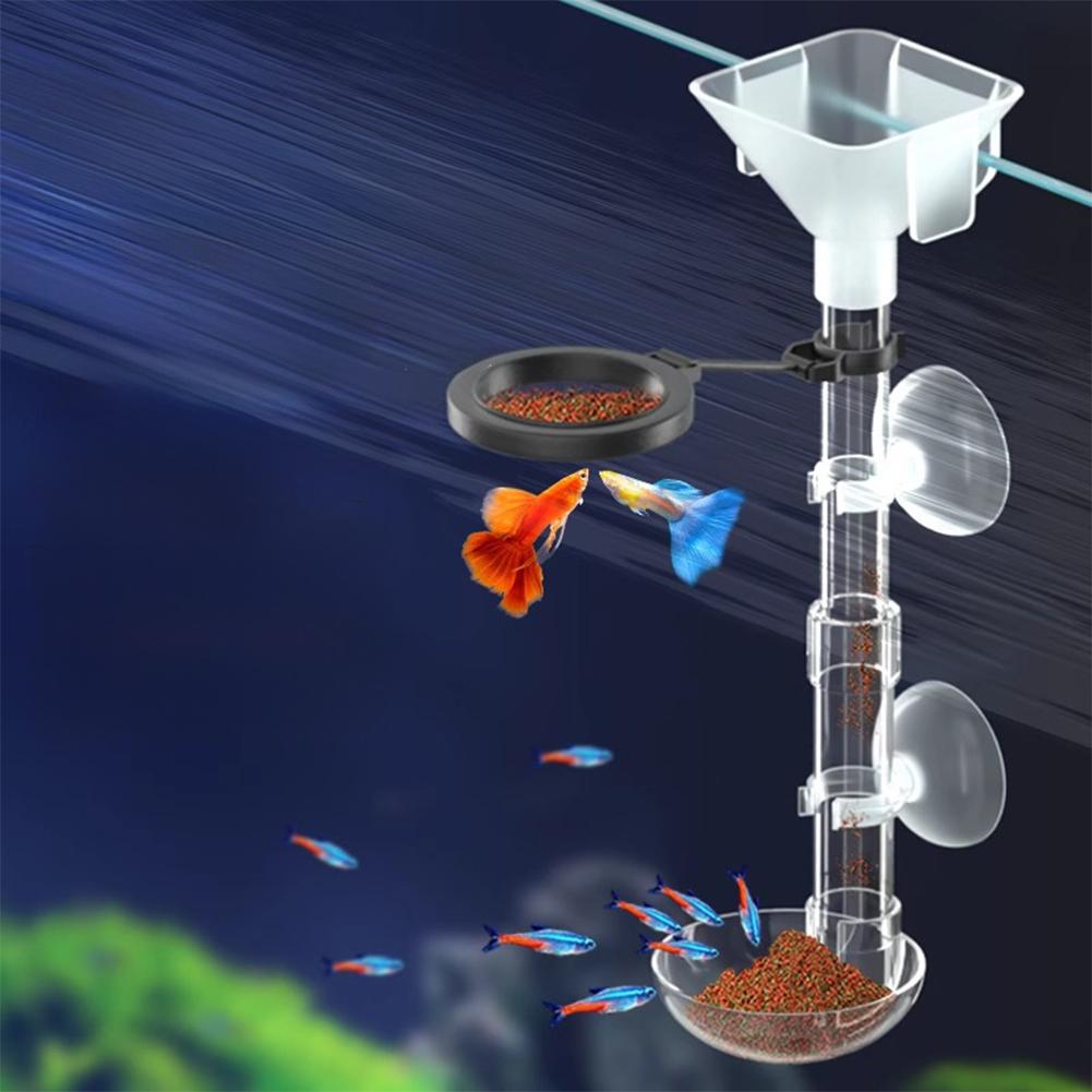 Acrylic Aquarium Fish Feeder Transparent Tube Floating Sinking Feed Suction Cup Feeding Ring Fish Tank Accessory