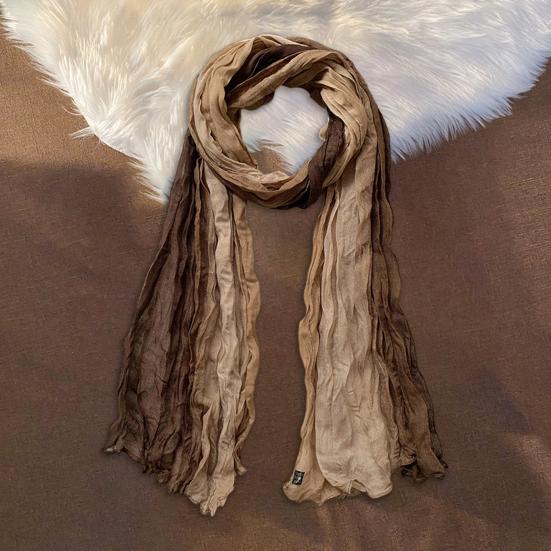 Scarf Shawl Two-Color Gradient Design Pleated Scarf Warm Neck Wrap Cold Weather Neck Warmer Fashion Accessories