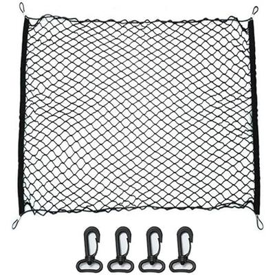 Universelles 100x100cm Auto Heck Kofferraumnetz mit 4 Haken Elastisches Gepäcknetz Fracht Organizer Aufbewahrung Nylon Maschennetz Auto Innenraum Netz