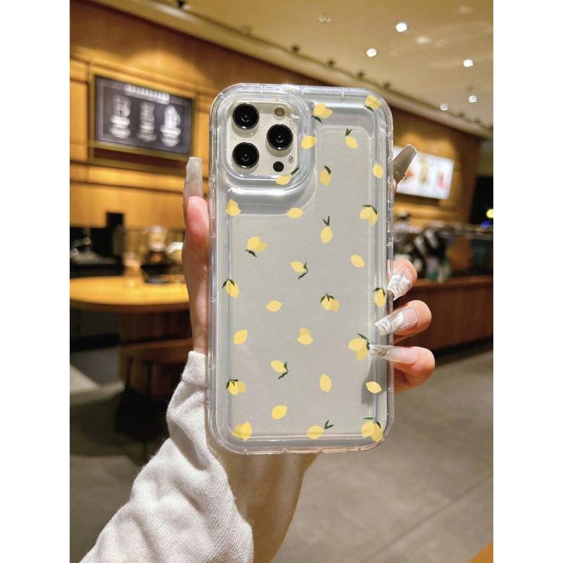Fresh Small Lemon Is Suitable for Apple 16promax Mobile Phone Case 15plus14 Transparent 13 Airbag 12 Foreign Trade