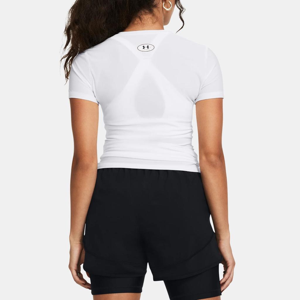 Under Armour Logo Print Round Neck Slim Fit Quick Dry Short Sleeve T-Shirt Women Tops White 1387562-100