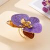 Exaggerated Metal Flower Ring For Women  Dripping Oil Irregular Opening Adjustable Finger Jewelry Accessories