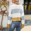 Women's Casual Casual Pullover Sweater Stripe Contrast Colour Short Long Sleeve Sweater