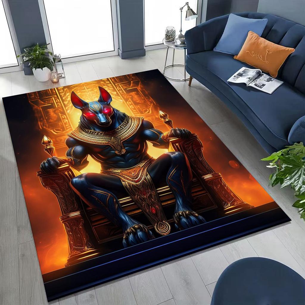 Ancient Egyptian God Dead Anubis Pharaoh Tutankhamun Mask Rug Carpet for Bedroom Living Room Sofa Doormat Decor,Non-slip Mat