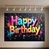 Colourful Happy Birthday Theme Backdrop Supplies 3D Ballon Background Banner Kids Birthday Party Decorations Photo Shoot Props