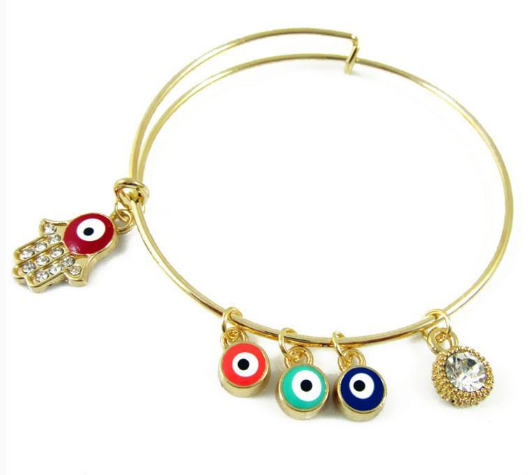 Korean Style Rhinestone Buddha's Hand & Eye Fatima Evil Eye Bracelet Anklet