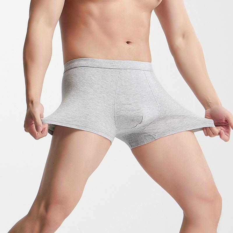 Men's Solid Color Pure Cotton U-Convex Boxer Briefs