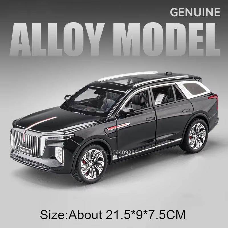 1:24 Scale HongQi E-HS9 L5 Toy Model Car Metal Diecast Light Sound Pull Back Doors Opened Vehicles Models Kids Holiday Gifts