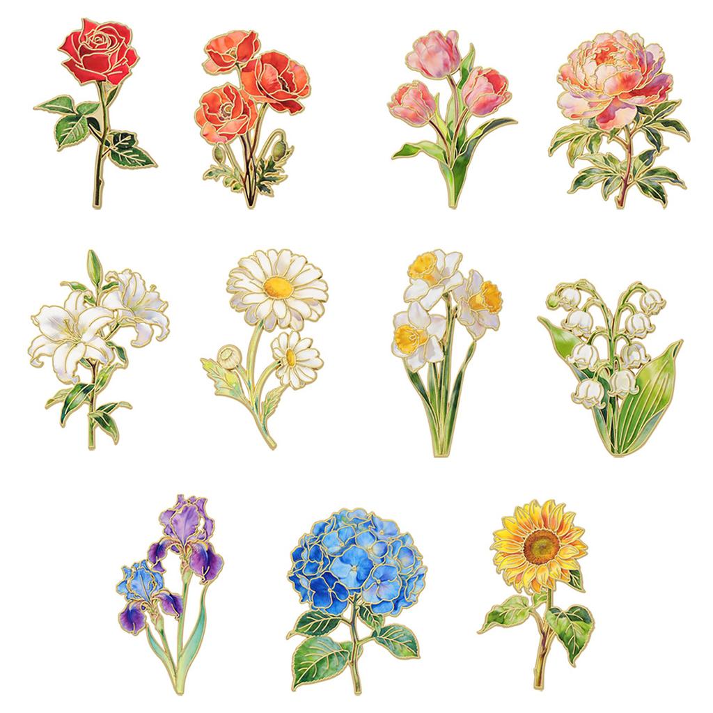 Pin Brooch Pin Enamel Flower Design with Smooth Edges Lightweight