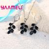 Trendy 925 Silver Anniversary Jewelry Set with Cubic Zirconia Pendant Necklace and Hoop Earrings