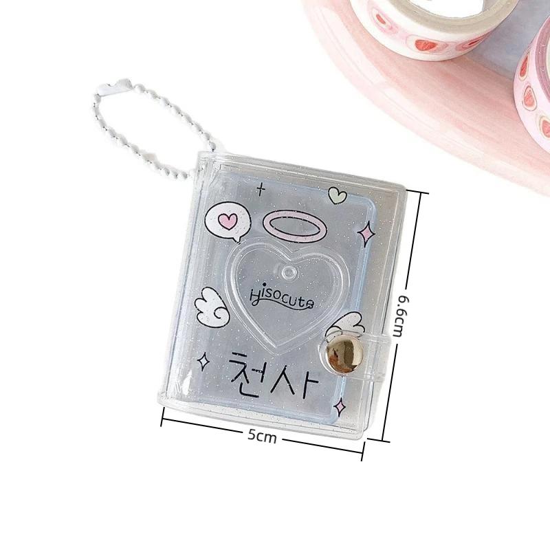 2-in-1 Mini Photo Storage Holder Portable 2 Inch Photo Album Cute Keychain Pendant for Teen Idol Card Collection Gift