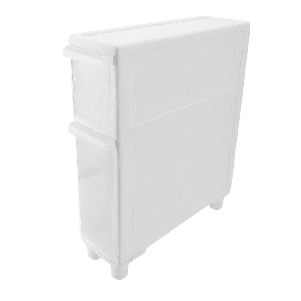 Bathroom Storage Cabinet Plastic Narrow Slim Organizer Small Corner Cabinet with 2 Drawers and 4 Wheels for Toilet