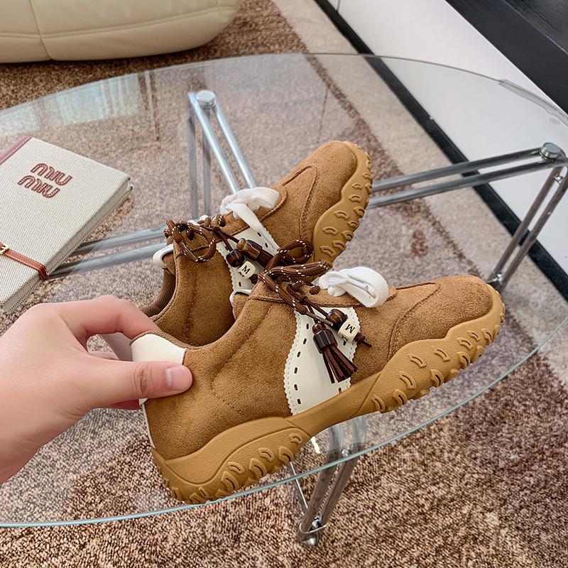 Dexun Shoes Women's 6cm Inner Height Increase Platform Mandarin Duck Shoelaces Sports and Leisure Shoes Four Seasons Forrest Gump Shoes