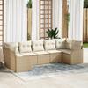 vidaXL 7-Piece Garden Sofa Set with Cushions Poly Rattan Beige 3345851
