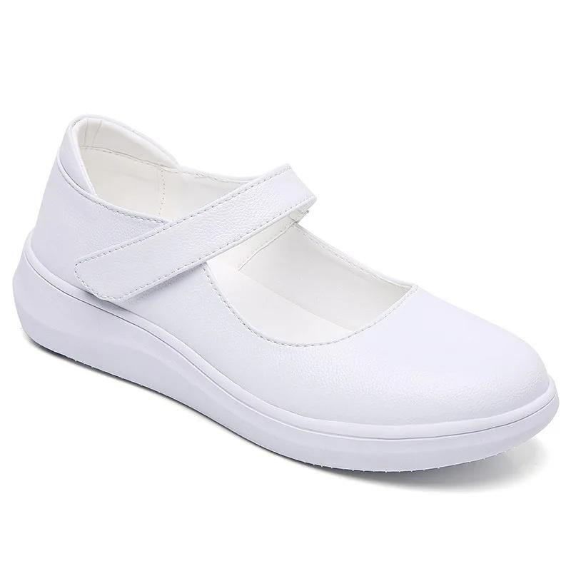 Women Slip on Lolita Shoes Leather Mary Jane Nurse Shoes Women White Flat Versatile Shoes Kawaii Designer Spring Summer