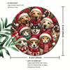 Vintage Christmas Cat Dog Round Iron Wall Art Sign Farmhouse Porch Decor