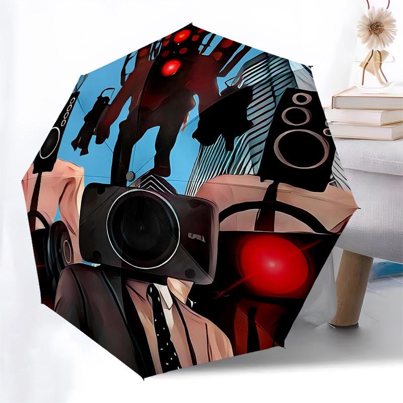Robot, Cityscape- Automatic Opening and Closing, 8-rib Structure Portable Umbrella, Suitable for Men and Women in All Seasons - Perfect Gift