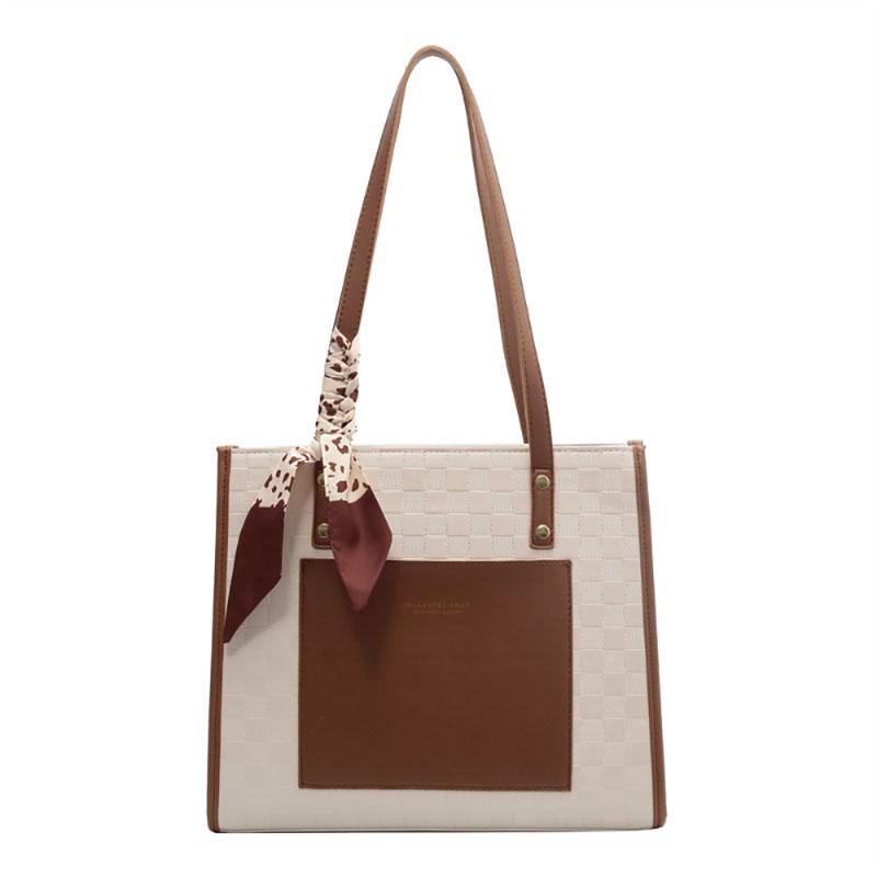 Large Capacity Simple Tote Bag Korean Style Fashion Commuter Shoulder Bag  New Women's High-End Portable PU Leather Handbag