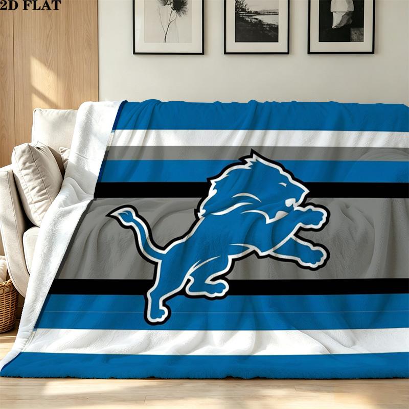 Detroit Lions Logo Print Flannel Blanket High Quality Warm Comfortable Cover for All Seasons Perfect for Gifts Home Decor