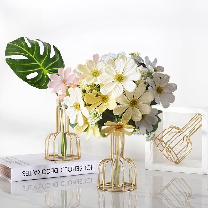 Small Fresh Natural Wind Simulation Flower Daisy Princess Persimmon Home Decoration Flower Arrangement Ornaments  Arrangements Photography Props