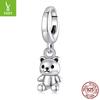 Open And Close Bear Pendant S925 Silver Beads, Childlike Creative Diy Bracelet Animal Bead Accessories