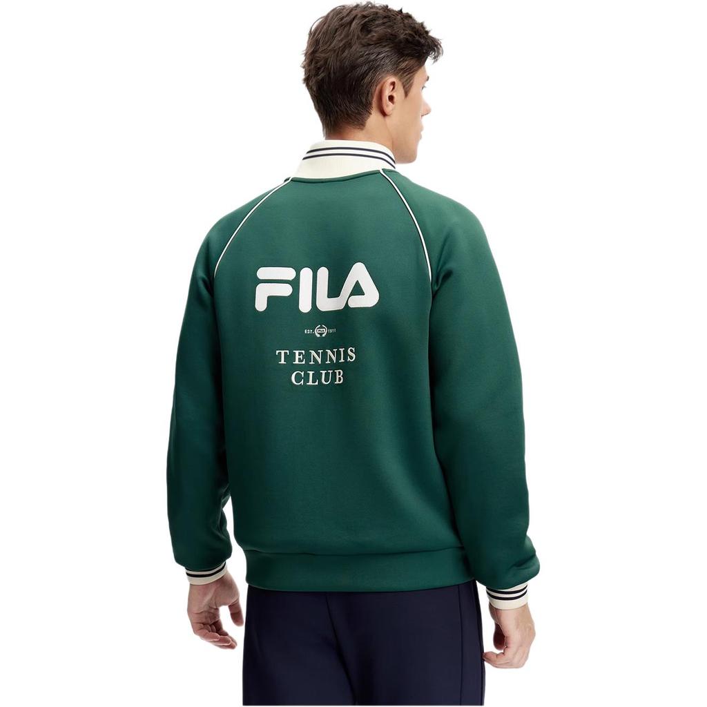 Fila Official 2024 Spring New Knitted Long Sleeve Jacket Basic Tennis Sports Stand Collar Top Men Tops Reed-Green A11M413503F-GN