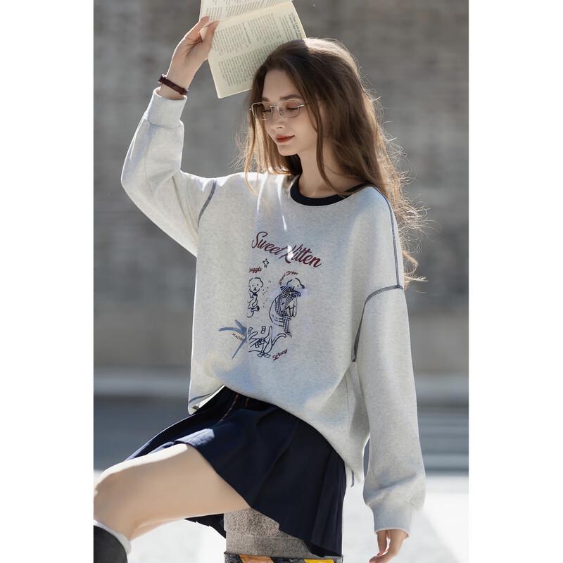 

TonLion Women s Letter Print Round Neck Sweatshirt L