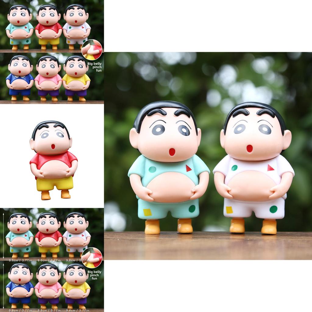 6pcs Creative Crayon Shin Chan Pinch Belly Model Pendant Set For All Ages