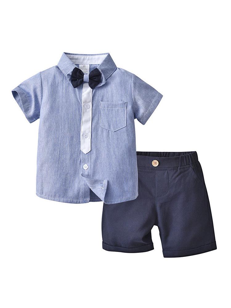 Britse Stijl Jongens Zomer Korte Mouw Tweedeelig Pak - Kinderkleding