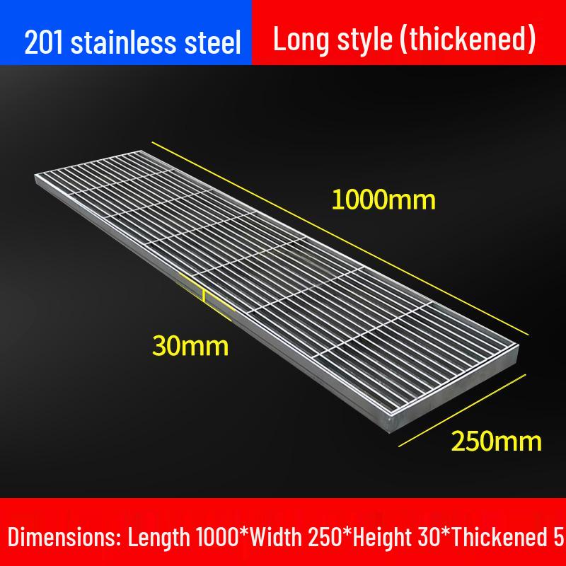 Gitterrostabdeckung aus Edelstahl 304 für Entwässerungsrinnen und Schächte.