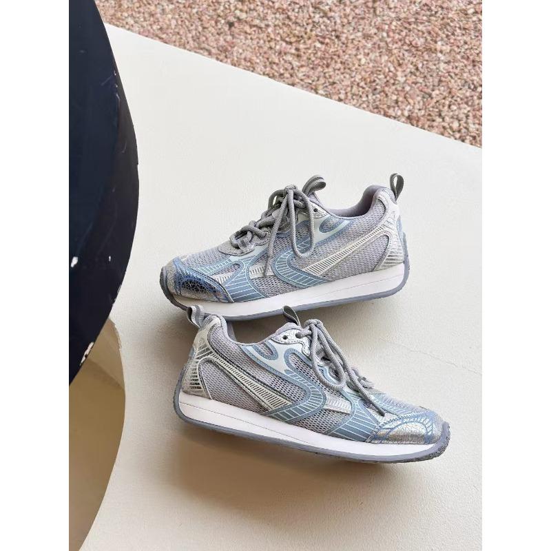 

Wind mesh breathable summer low heel fashion casual sports shoes leather green mesh shoes women s tide 40 светло-синий