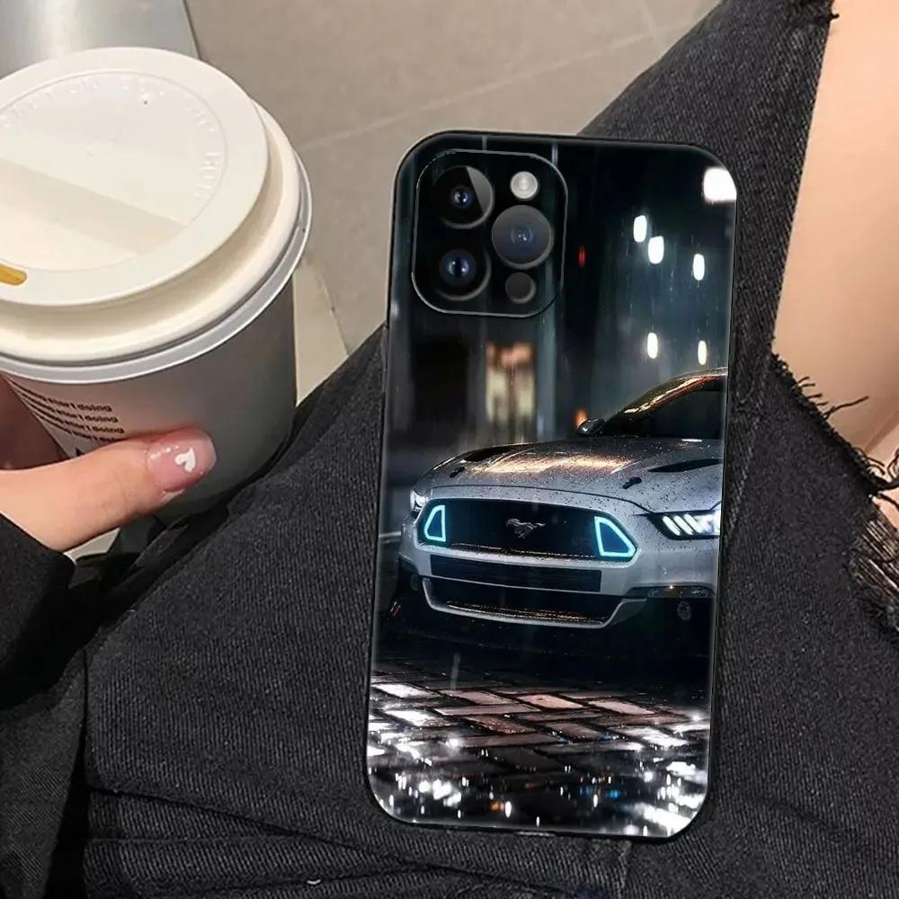 Luxury Sport Car M-Mustang Car Phone Case For Apple iPhone 15 14 13 12 11 Pro Max Mini 8 7 Plus X XR XS SE 2020 Black Soft Cover