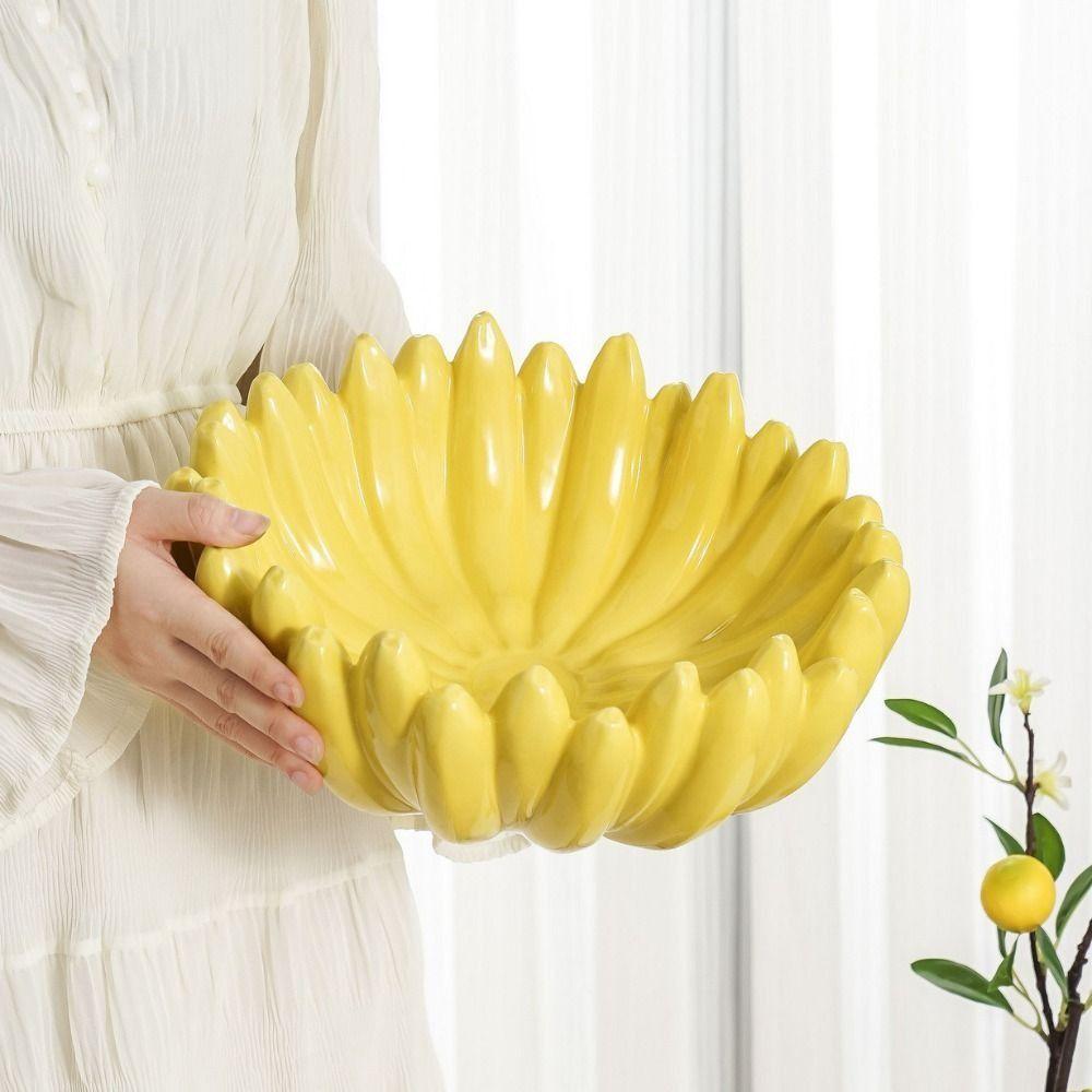 Vassoio portaoggetti a forma di banana in ceramica Contenitore portaoggetti durevole Vassoio multifunzione per frutta Ristorante