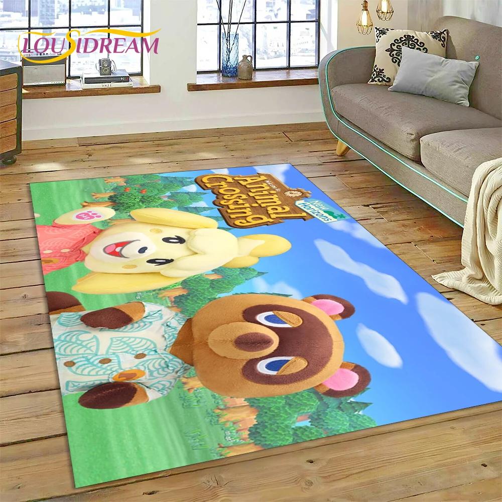 Niedlicher Animal Crossing New Horizons Cartoon Teppich für Schlafzimmer Wohnzimmer Zuhause Sofa Dekoration, Kinderspiel Große Dekor Bodenmatte