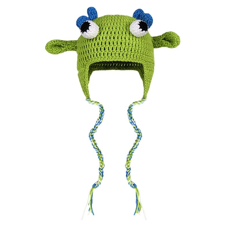 Adult's Cartoon for Monster Shape Knitted Hats All-match Hat Warmer Knitted Cosplay Cap Winter Holiday Gifts for Unisex
