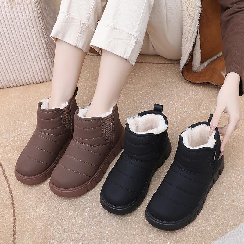 Snow boots women's autumn and winter velvet women's shoes cotton shoes women's one-pedal platform mother shoes fashionable heightening shoes
