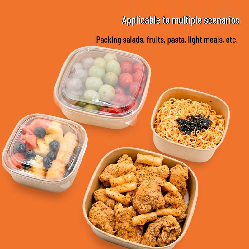 Disposable Kraft Square Takeout Boxes with PP Lids