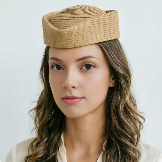 Yousheng Summer Beret Hat, Breathable Natural Straw Hat for Women, Stewardess Hat Headwear, Sun Protection Artistic Painter Hat for Outdoor Daily Wear
