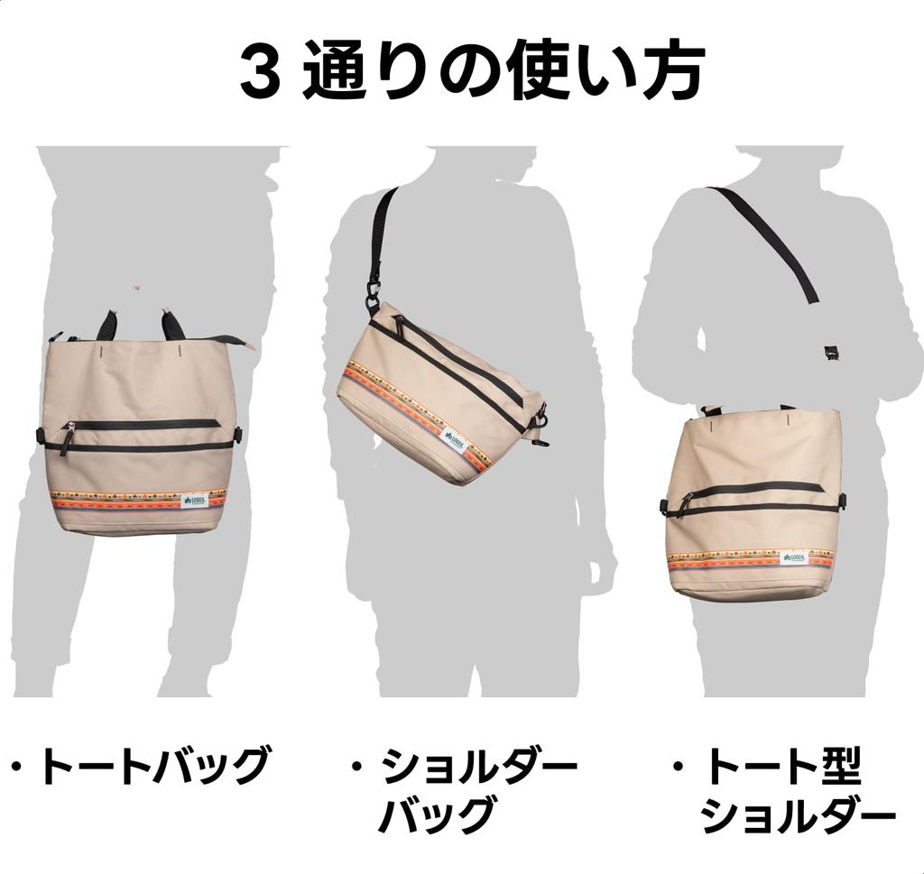KENKO LOGOS Camera Bag, Shoulder Tote, Medium, Khaki, Made with Recycled PET, 821176