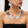 Irregularly Pleated Flower Stud Earrings, Ginkgo Biloba Leaf Petal Necklace Set, Jewelry, Exaggerated Temperament, High-end Earrings.
