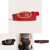 Womens Fashion Stone Grain Pu Leather Belt With Gold Alloy Buckle For Casual Wear Summer