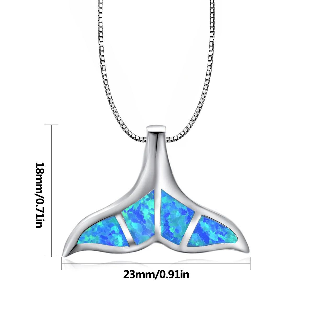 Aobao Whale Tail Necklace, Fish Tail Pendant, Sweater Chain, Opal Necklace 20inches&Fashion