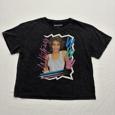 Vintage Wash Whitney Houston T-Shirt Größe XL Retro 80er Musik, Schwarz